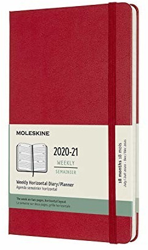 Moleskine 18 Months Weekly Note Calendar Hard Cover Large 2020/2021 - red características