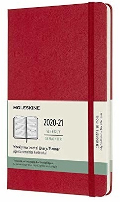 Moleskine 18 Months Weekly Note Calendar Hard Cover Large 2020/2021 - red