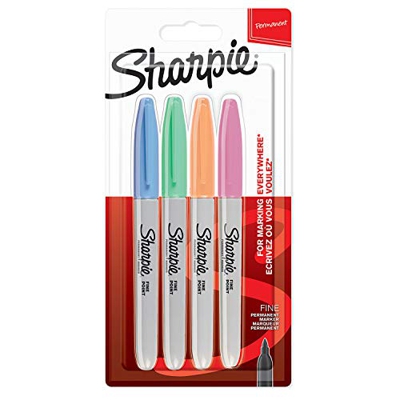 Sharpie 2065402.0 - Rotuladores permanentes, punta fina, paquete de 4, colores surtidos pastel