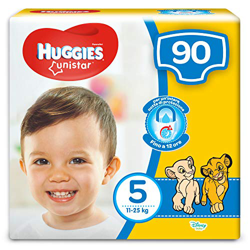 Huggies Unistar - Pentabox, talla 5 (11-19 kg), 5 paquetes de 18 (90 pañales) en oferta