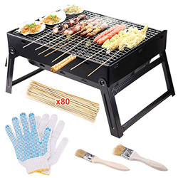 Minterest Barbacoa Portatil, Parrilla de Carbón de Barbacoa Plegable Portátil de Acero Mini Barbacoa Pequeña Inoxidable para Picnic al Aire Libre Pati precio