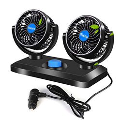 Wakana Ventilador USB Coche Mini Ventilador Silencioso 12V, Doble Cabeza 360° Rotación, 3 Velocidades Ventilador Portatil Adecuado para Coche/Mesa/Ofi en oferta