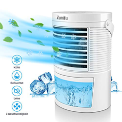 Mansso Portátil Aire Acondicionado Mini Enfriador de Aire 5 en 1 Ventilador Purificador Humidificador Luces Nocturnas de 7 Colores, 3 Velocidades Ajus precio