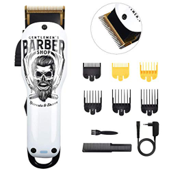 Cortapelos Profesional Hombres, BESTBOMG Máquina Cortar Pelo Kit Cuchilla de Titanio y Cerámica 6 Peine-guía, Cortadora de Pelo Batería Recargable de  precio