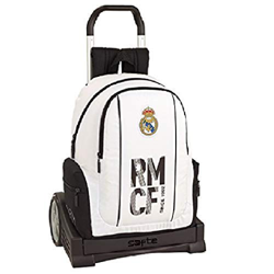 Real Madrid CF Mochila con Carro Ruedas Evolution, Trolley Equipaje para niños, Blanco, 43 cm en oferta