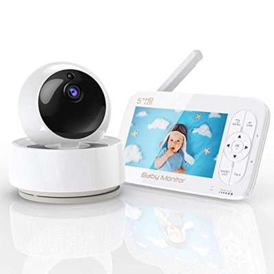 Baby Monitor, 720P 5"HD Display Video Baby Monitor con cámara y audio, pantalla IPS, rango de 900 pies, audio bidireccional, zoom con un clic, visión 