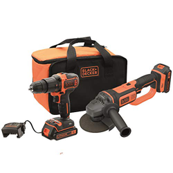 BLACK+DECKER BCK24D2S-QW - Taladro Percutor 18V (21.000 ipm) y amoladora 125 mm 18V, con 2 baterías litio 2Ah y bolsa de transporte características