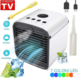 Nifogo Mini Aire Acondicionado, 3 en 1 Ventilador Purificador, Humidificador, con Oficina Ventilador de Escritorio Mini Ventilador, 7 Colores, 3 Veloc en oferta