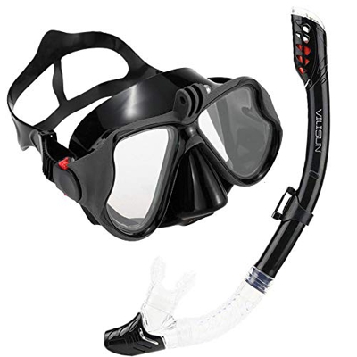 Set De Snorkel Dry Top, Máscara De Buceo Antivaho Y Antifugas, Vidrio Templado Y Vista Panorámica Panorámica Y Boquilla De Gafas De Snorkel De Fácil R