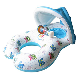 HONGCI Mère et bébé Nouveau-né de Natation Flotteur avec Flotteur, Anneau de Natation, Piscine, avec Pare-Soleil Gonflable Jouet (Double Assise de Bat características