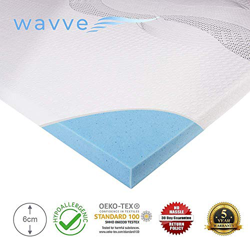 WAVVE Topper Colchón Viscoelástico 135x190x6cm, 50D Espuma Memoria de Gel Ergonómico, con Funda Transpirable y Extraíble para Aliviar Presión características