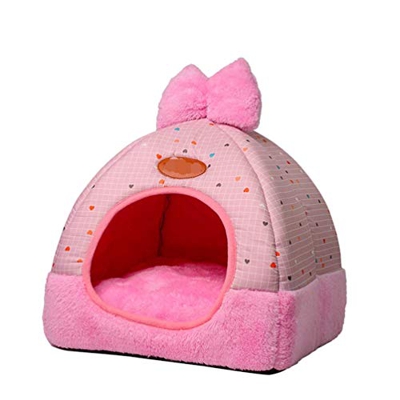 TianBin Moda Plegable Nido de Mascotas Otoño e Invierno Cerrado Perrera Hay un Arco en Top (Rosa#2, M)