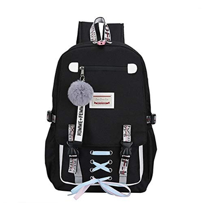 Mochila Gran Capacidad Adolescentes Mochila Escolar Liviana Mujer Puerto Carga USB Bolsas Hombro Viaje Mochila para Niñas con Cerradura Seguridad (Bla