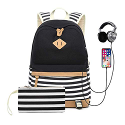 HFY Mochila Escolares Mujer Mochila de Lona Casual, Mochila para Ordenador Portátil 15.6 Pulgadas con USB Port, Mochilas Viaje Juveniles Chicas Adoles precio