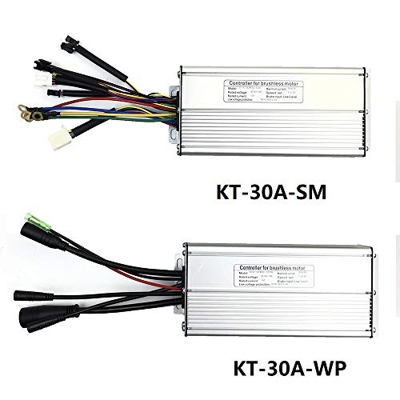 Brands Bicicleta eléctrica RICETOO 36 / 48V Kunteng KT-30A Controlador 12 Mosfets para Motor 750 / 1000W SM/Conector Impermeable E-Bike (30A WP sin lu