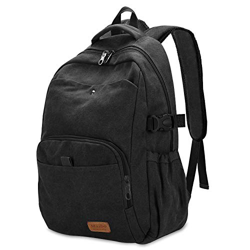 Bioasis Mochila de 40L, Unisex Vintage Mochila para Portátil Mochila Vintage Mochila de Lona Retro Mochila para Hombre Deportes al Aire Libre, Negro precio