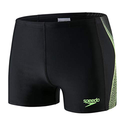 Speedo Placement Pantalón de Baño Aquashort, Hombre, Black/Bright Zest/Oxid gr, 32 (ES 80 CM) características