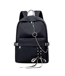 Acmebon Linda Mochila Resistente Al Agua para El Colegio Bolsa De Diario para Chicas Moderna con Funda para Portátil De 15.6" (Cadena Negro) en oferta