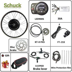 Schuck 48V 1000W Kit de Bicicleta eléctrica 20"/ 24" / 26"/27.5" / 28"/ 700C Rueda Delantera Kit de conversión de Bicicleta eléctrica, con KT-LED900S  características