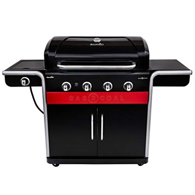 Char-Broil Gas2Coal® Barbacoa híbrida 440: Barbacoa de Gas y carbón de Cuatro quemadores, Acabado en Negro.