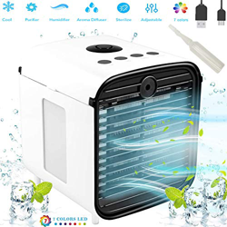 Nifogo Aire Acondicionado Portátil Air Mini Cooler Climatizador Evaporativo, 4 en 1 Ventilador, Humidificador, Purificador de Aire y Difusor de Aroma, precio