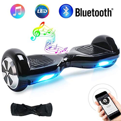 TOEU - Patinete Eléctrico Hoverboard, Ruedas de 6.5", Leds, Potente batería de Litio, Bluetooth, Self Balancing, monopatín eléctrico Auto-Equilibrio (