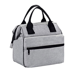 El Almuerzo Bolsa Wide Open Aislado Almuerzo Nevera portátil Bolsa de Asas de Gran Capacidad con Bandolera extraíble para Trabajar al Aire Libre Gris en oferta