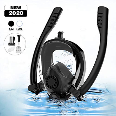 Máscara de Buceo, Máscara Snorkel para Buceo 180 ° tecnología panoránica, la Máscara de Snorkel de cámara Instalable para Adultos/Jóvenes/Niños,Adecua