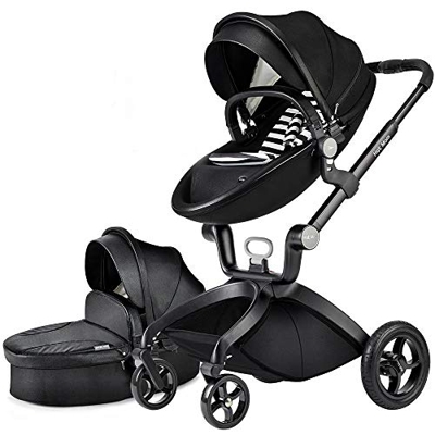 Cochecito de Bebe Hot Mom Cochecito y Sillas de paseo 3 en 1 con silla y el capazo, 2020 estilo de vida F22 asiento de carro extra comprable - Black