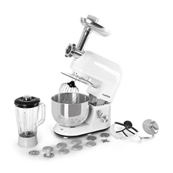 Klarstein Lucia Bianca - Robot de cocina universal, Batidora, Amasadora, Picadora, Licuadora, 5 L, Batido planetario, Cabezal Pasta, Recipiente de ace precio