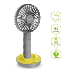 SAWAKE Mini Ventilador de Mano 2600mAh, Ventilador Portátil Recargable con Carga USB y Base, Hand Fan Personal con 3 Velocidades Ajustable de 3-10H pa en oferta