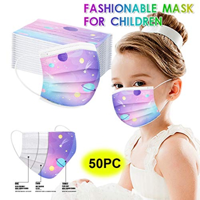 USOCUTE 50pcs Protección 3 Capas niños Lindos patrón de impresión Transpirables con Elástico para Los Oídos