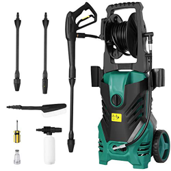 FIXKIT Hidrolimpiadora de alta presión (1800w, 160 bar, 480 L/h, con carrete de manguera, 2 lanzas, cepillo de limpieza, botella, cable de 4,8 m, mang en oferta