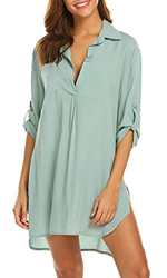 heekpek Cuello en V Pareos Playa Mujer Camisa Suelta Vestido Pareo Playa Ropa de Baño Playa Bikini Cover up precio