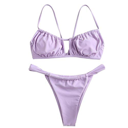 ZAFUL - Bikini con volantes para mujer morado S precio