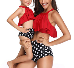 Dilicwa Madre e Hija Bikinis Traje de baño Padre-Hijo Bikini Traje de Baño, Mamá bebé Bañadores de Mujer de Verano Playa. (M, Rojo-mujer2) en oferta