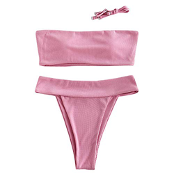 ZAFUL - Conjunto de bikini de dos piezas para mujer, diseño acanalado Rosa. S en oferta