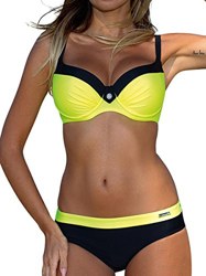 Voqeen Mujer Bikini de Gradiente de Color Establece Retro Empuja hacia Arriba Dos Piezas Acolchadas Lunares/Rayas/Cristal Impresa Ropa de Playa Traje  precio