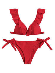 DIDK Bikini Mujer 2020, Set de Bikini Rojo Volante Traje de baño características