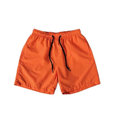 CuteRose Men Half Pants Beach Quick Dry Candy Color Elastic Waist Board Shorts Orange XL