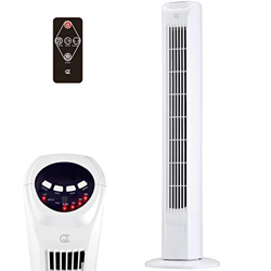 FlinQ Slim Line - Ventilador de torre silencioso con mando a distancia y función de giro, 80 cm, 45 W, con 3 velocidades, ventilador de pie con tempor características