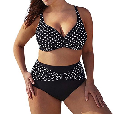 MMMYANG Conjunto de Bikini de Punto - Conjuntos de Bikini de Talla Grande para Mujer Trajes de baño de Cintura Alta de Dos Piezas Ropa de Playa de Ver