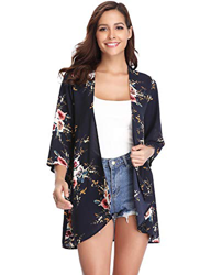 Aibrou Mujeres gasas Chal Flojo, Estampado Kimono Cardigan Top Cover Up Blusa Beachwear(Armada XXL) características