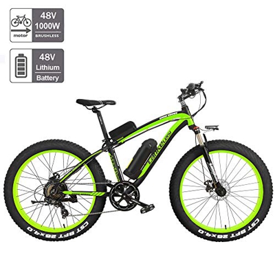 Nbrand 26" Bicicleta eléctrica Bicicleta de Nieve Fat Bike, Bicicleta montaña de 26 * 4.0 Fat Tire, Horquilla de suspensión bloqueable, 3 Modos de con