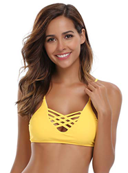 SHEKINI Mujer Conjunto de Bikini de Dos Piezas Almohadillas Bañador Estampar Trajes de Baña (Top Amarillo, Large) características