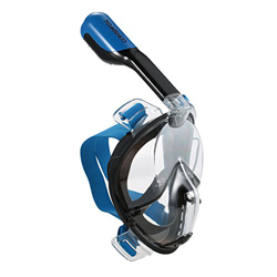 TOMSHOO - Máscara de Snorkel para Adulto, Diseño panorámico de 180 °,  Azul Oscuro , S/M características