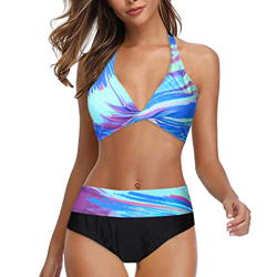 LANSKIRT Bañadores Mujer 2020 Traje de Baño Push Up Bikini Bañador Anudado Estampadas Colores con Estilo Ropa de Playa Verano Bikinis Trikini Conjunto en oferta