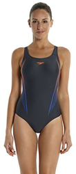 Speedo Samba Blend Placement Powerback – Bañador para Mujer, Color Gris Oxydé/Sirène/Deep Peri, tamaño Medium precio