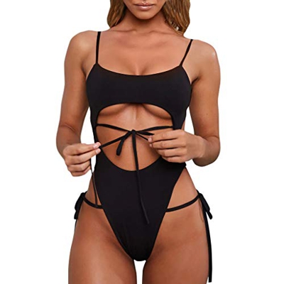 BBsmile Traje de Baño Mujer Una Pieza Sexy - Color Puro Frenillo Trikini Mujer Push up 2019 Bañador de Baño - Bikini Mujer Brasileños