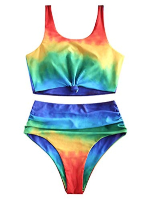 ZAFUL Traje de baño de Dos Piezas Tankini Bikini Bowie para Mujer ACR Across (Color A, 2XL (EU 44))